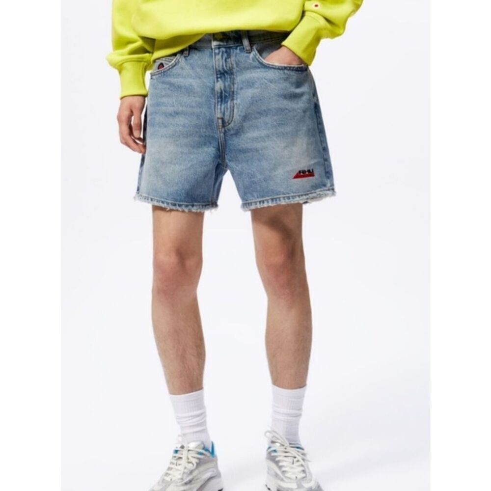 Zara X Rhuigi Denim Blue Jean Shorts Distressed